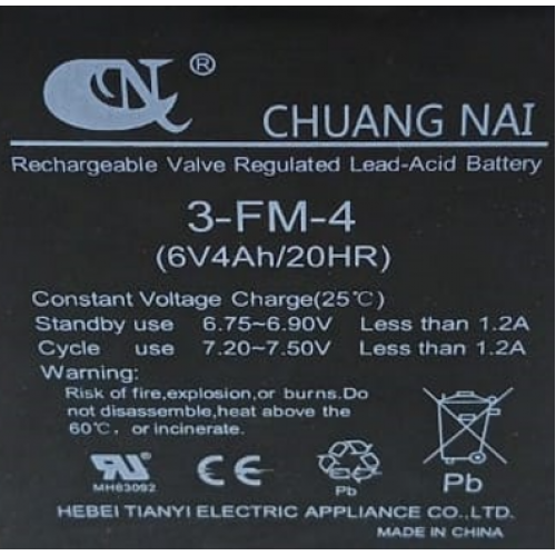 Аккумулятор для тележки WH-25ES 6V/4Ah свинцово-кислотный (WET battery)